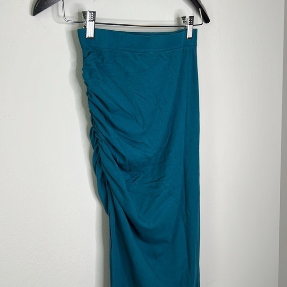 Bobi Shirred High Slit Midi Skirt in Mystic Teal Size XS NWT! - Picture 11 of 11